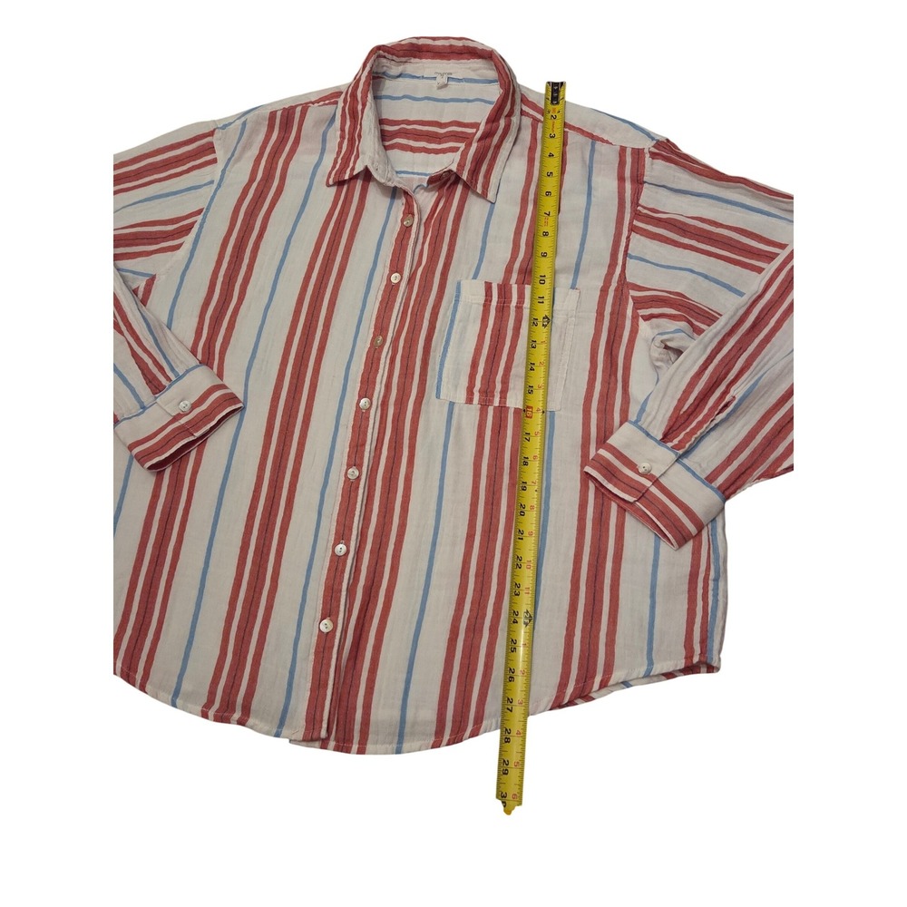 Maurices Striped Button Down Shirt Red Blue Cream Long Sleeve Casual‎ Womens XXL - Picture 2 of 6